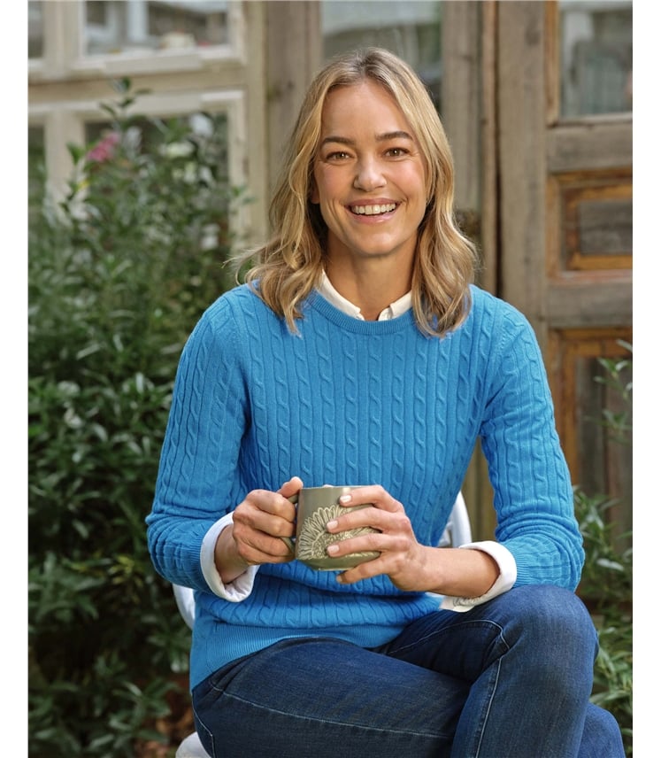 Cashmere Merino Cable Crew Neck Jumper