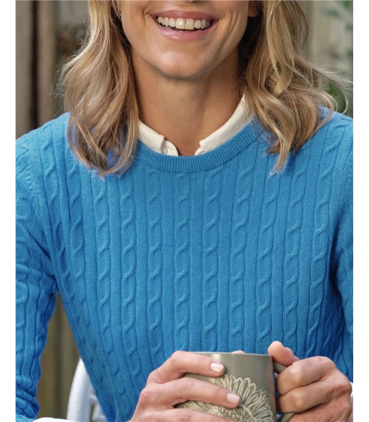 Cashmere Merino Cable Crew Neck Jumper