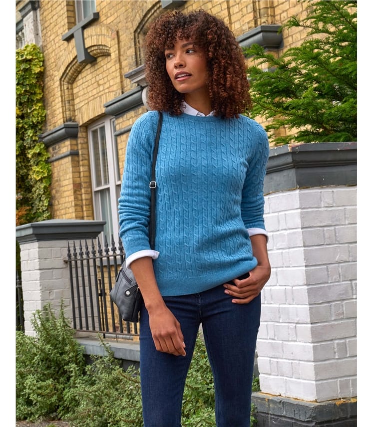Pullover mit Rundhalsausschnitt aus Merinowolle und Kaschmir für Damen