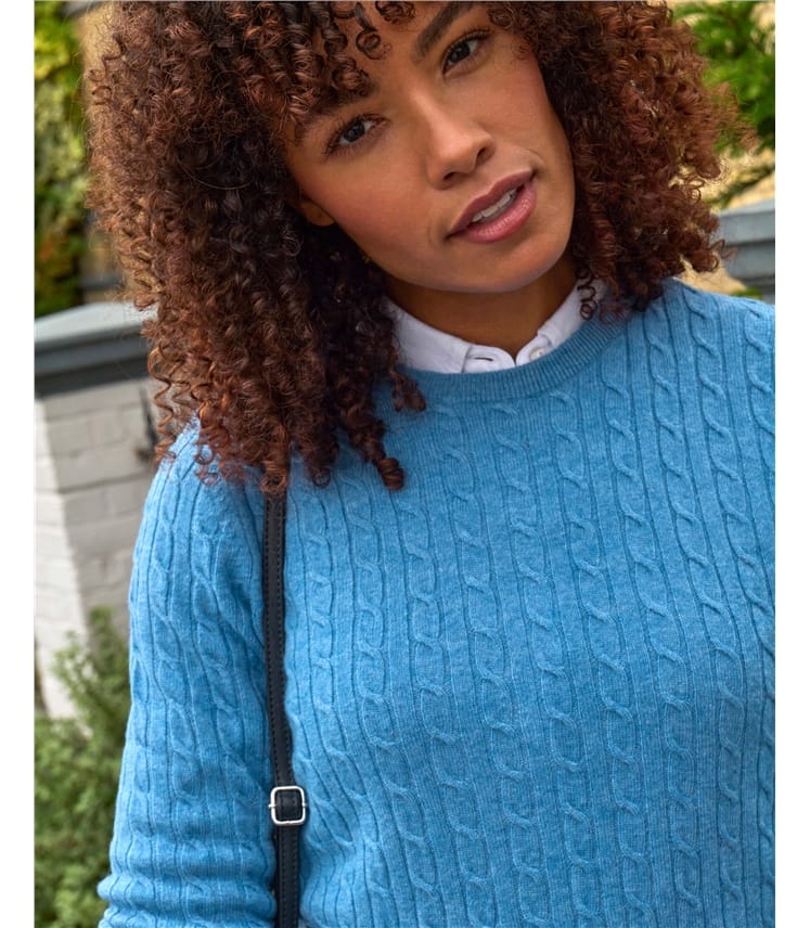 Pullover mit Rundhalsausschnitt aus Merinowolle und Kaschmir für Damen