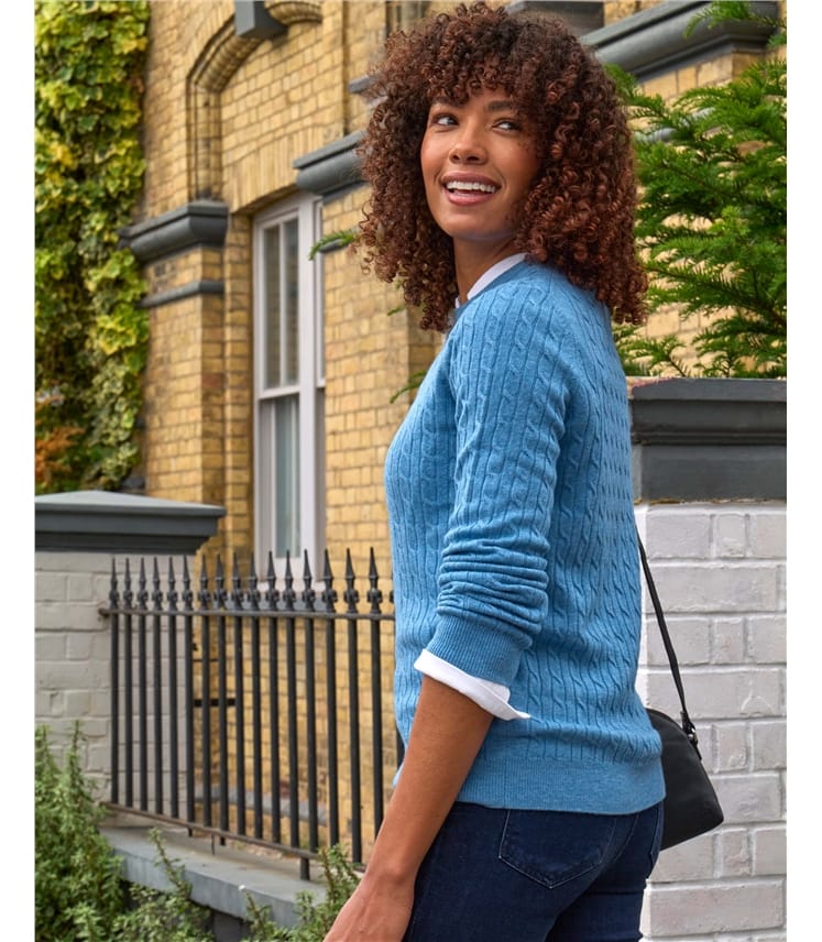 Pullover mit Rundhalsausschnitt aus Merinowolle und Kaschmir für Damen