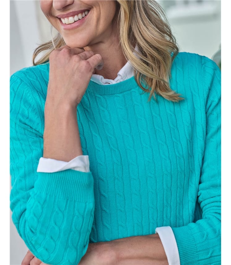 Pull torsadé à col rond - Femme - Cachemire & Mérinos