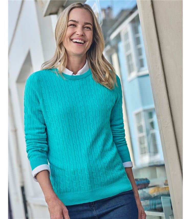 Pull torsadé à col rond - Femme - Cachemire & Mérinos