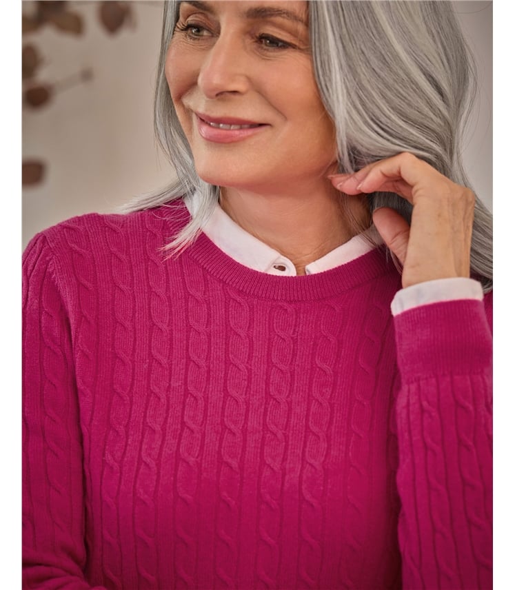 Cashmere Merino Cable Crew Neck Jumper