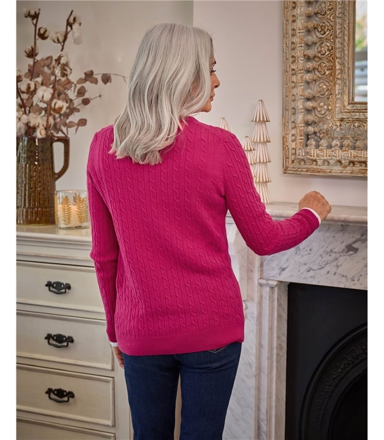 Cashmere Merino Cable Crew Neck Jumper