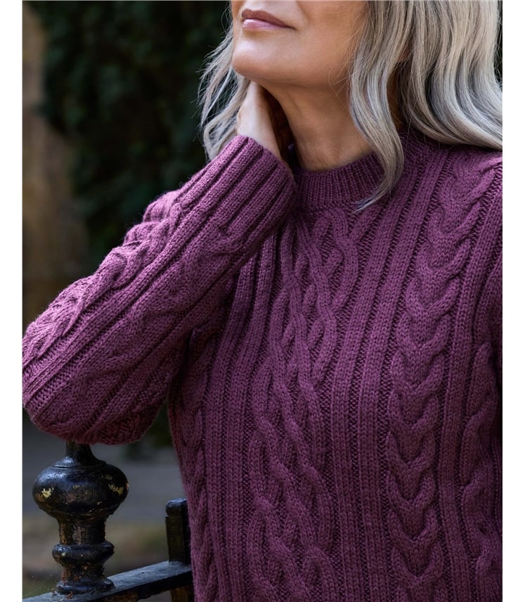 100% Pure Wool Aran Crew Neck Jumper