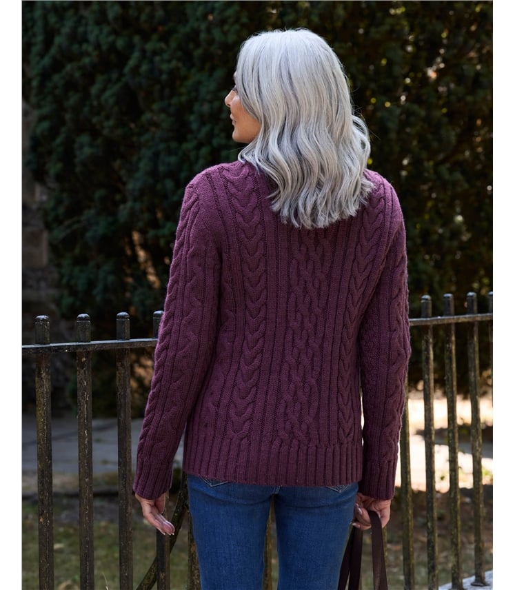 100% Pure Wool Aran Crew Neck Jumper