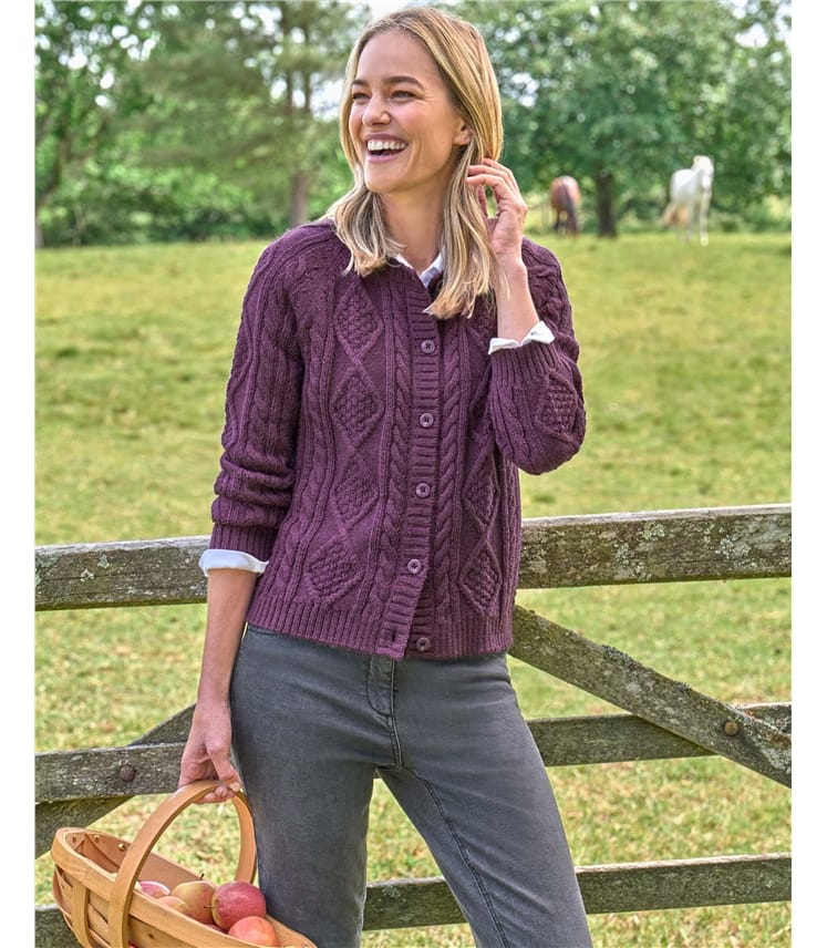 Cable Button Through Cardigan