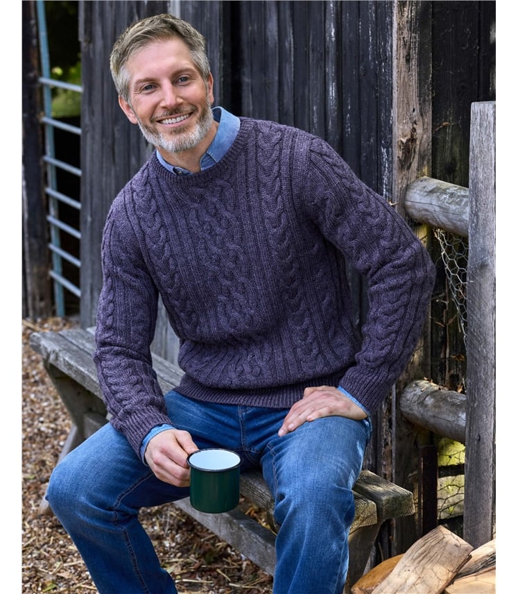 Pullover mit Aranmuster aus reiner Wolle für Herren
