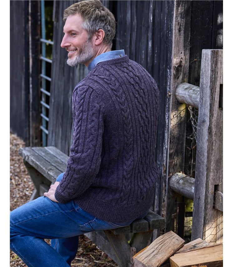 Pullover mit Aranmuster aus reiner Wolle für Herren