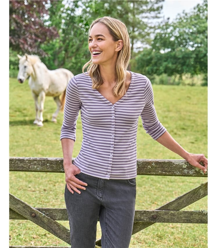 Ribbed Button Through Jersey Top