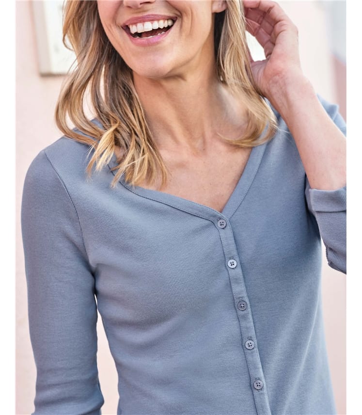 Ribbed Button Through Jersey Cardigan
