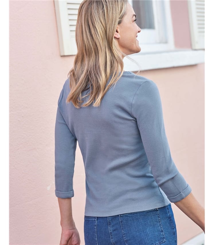 Ribbed Button Through Jersey Cardigan