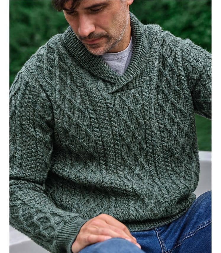 Pure Wool Shawl Collar Jumper