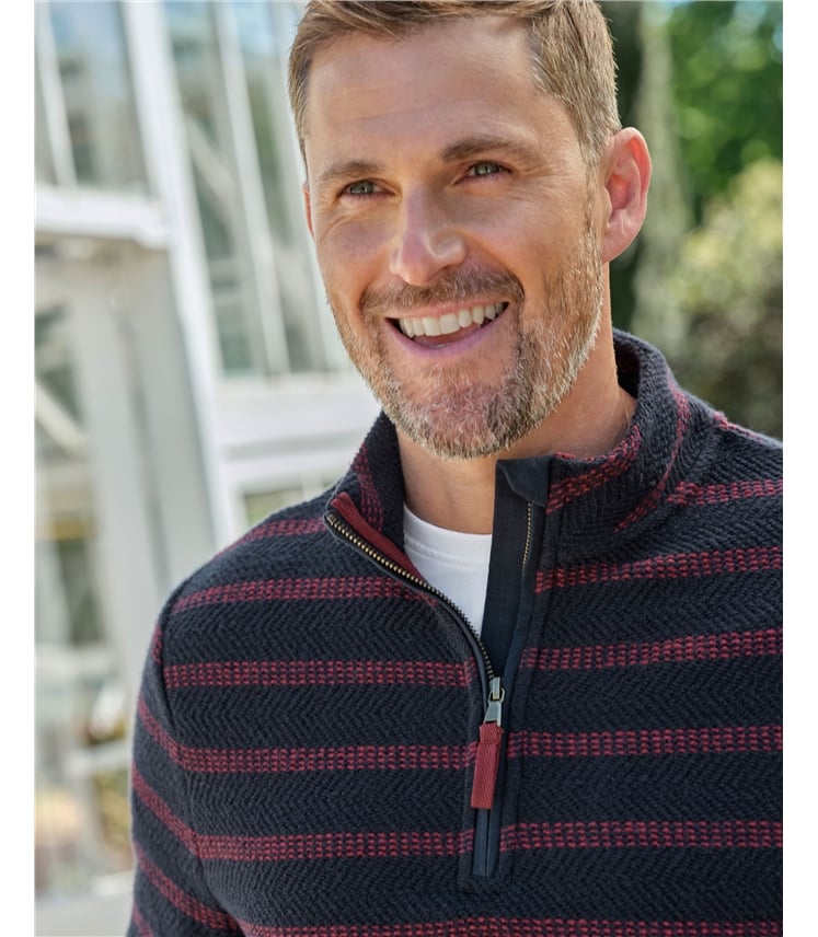 Textured Stripe Half Zip Sweatshirt