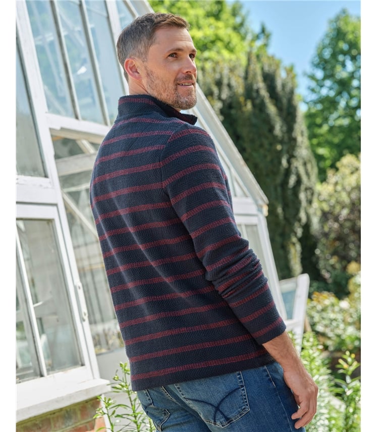 Textured Stripe Half Zip Sweatshirt
