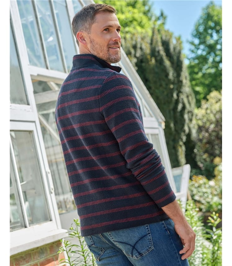 Textured Stripe Half Zip Sweatshirt