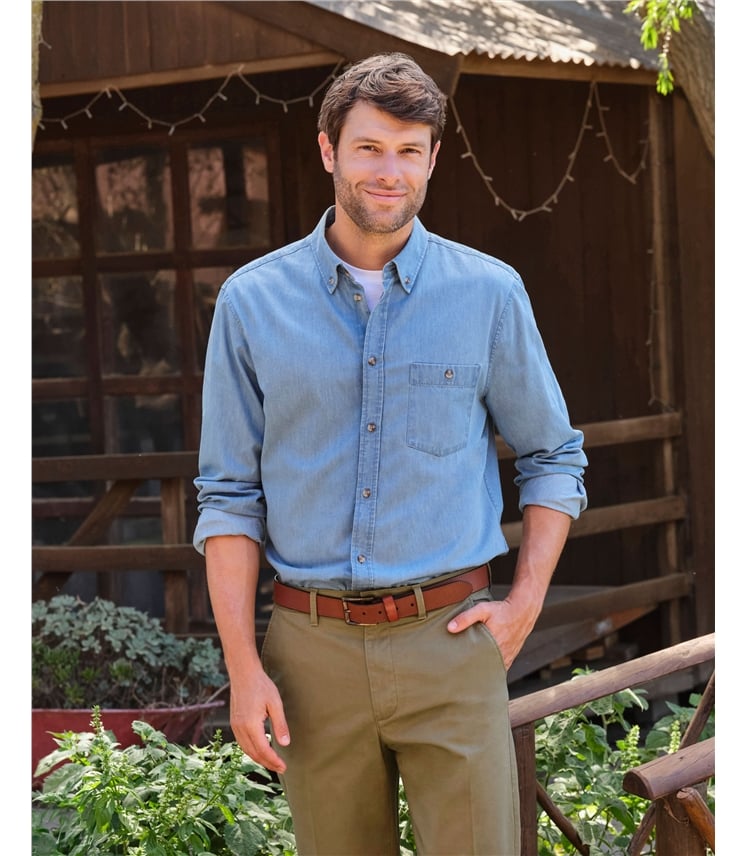 Chambray Cotton Long Sleeve Shirt