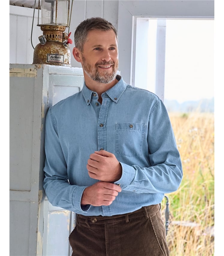Chemise à manches longues en coton chambray