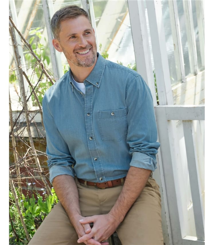 Chambray Cotton Long Sleeve Shirt