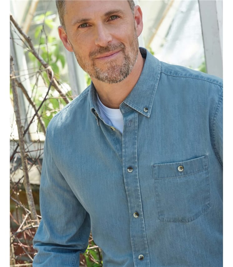Chambray Cotton Long Sleeve Shirt