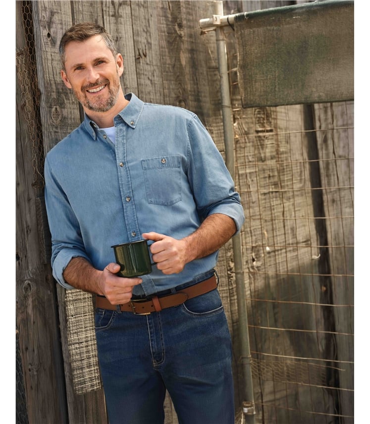 Chemise à manches longues en coton chambray