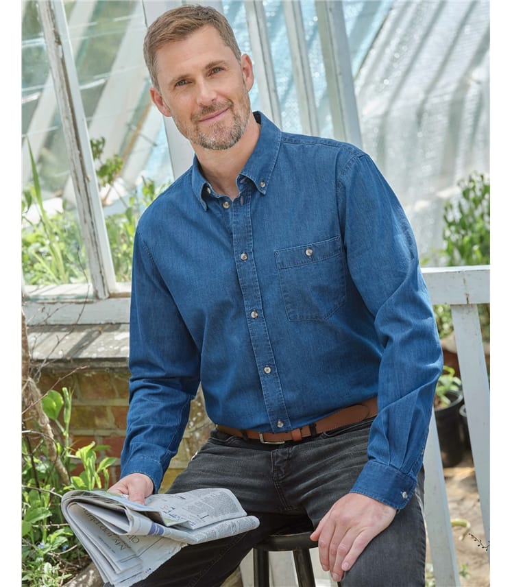 Chambray Cotton Long Sleeve Shirt