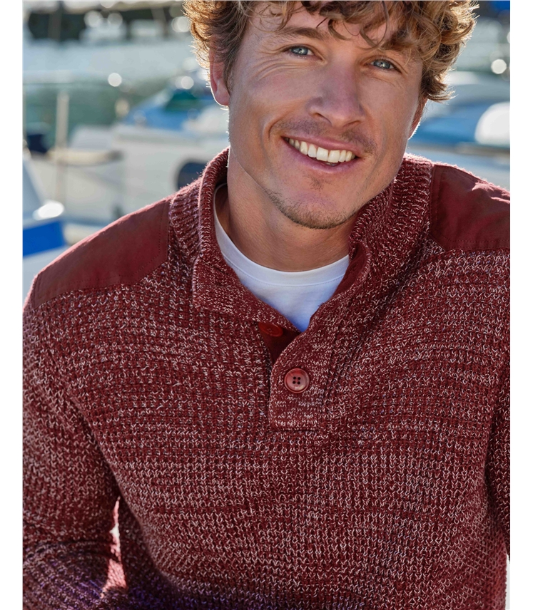 Half Button Neck Marl Jumper