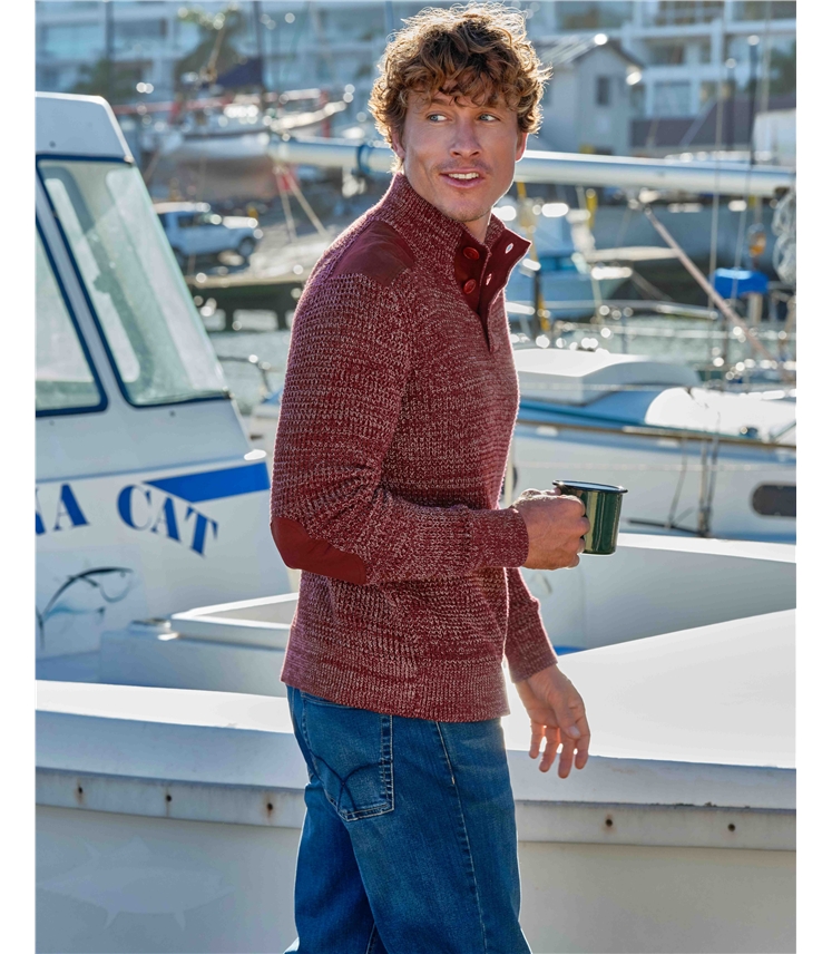 Half Button Neck Marl Jumper