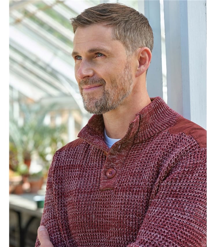 Half Button Neck Marl Jumper