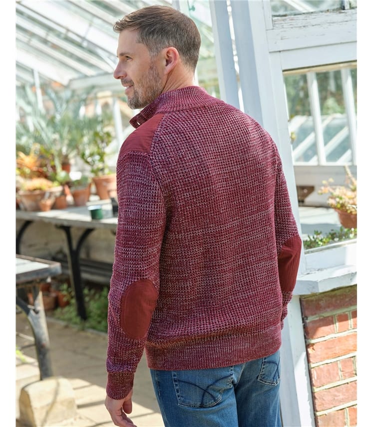Half Button Neck Marl Jumper
