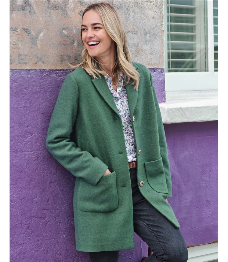 Wool Blend Collared Coat