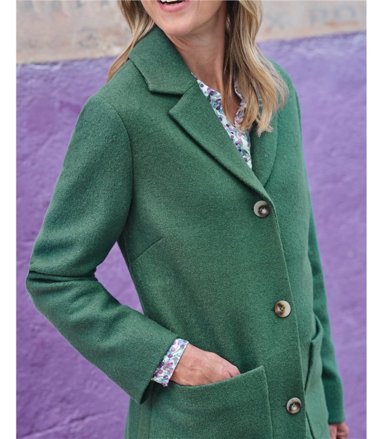 Wool Blend Collared Coat