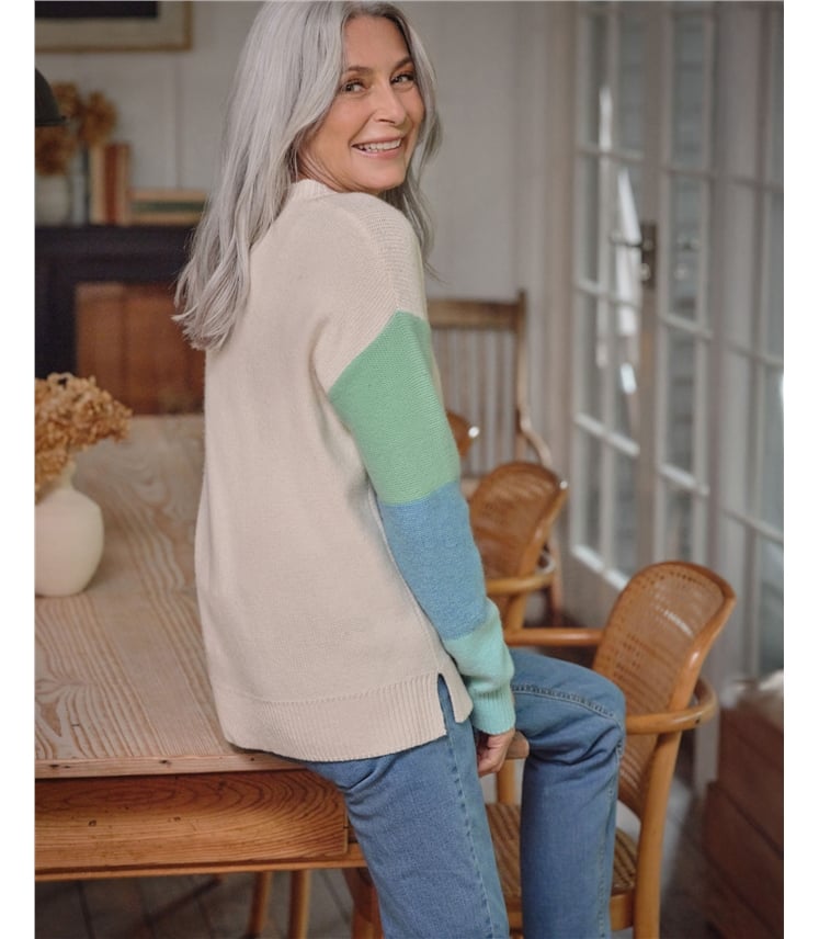 Colour Block Sleeve Crew Neck Jumper