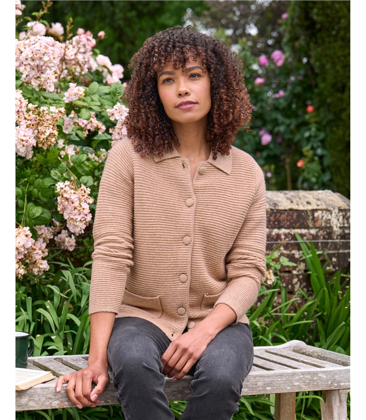 Rib Collared Cardigan