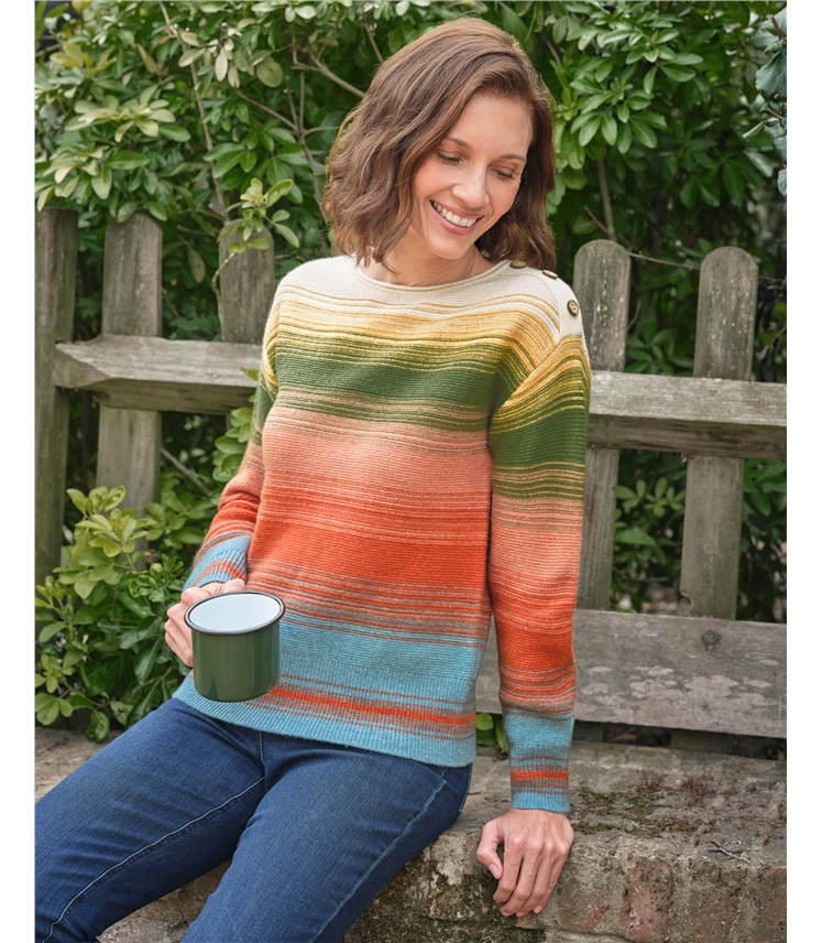 Blended Stripe Boat Neck Jumper