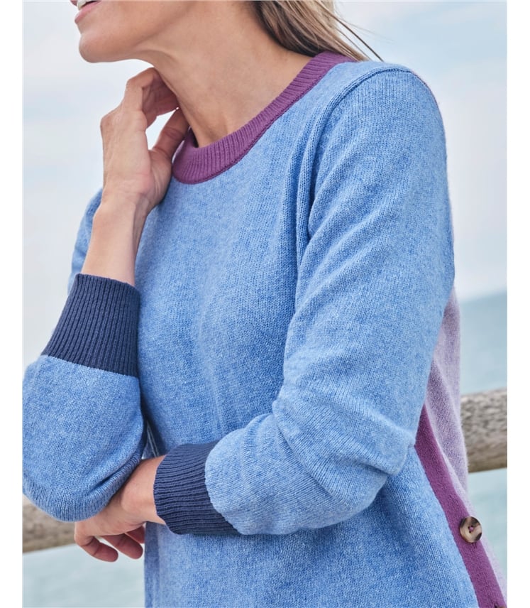 Colour Block Side Button Jumper