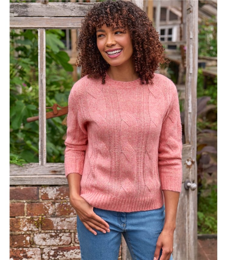 Large Cable Crew Neck Jumper