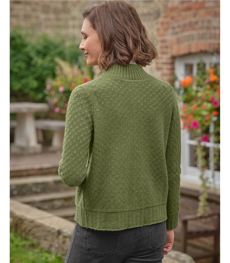 Funnel Neck Button Cardigan