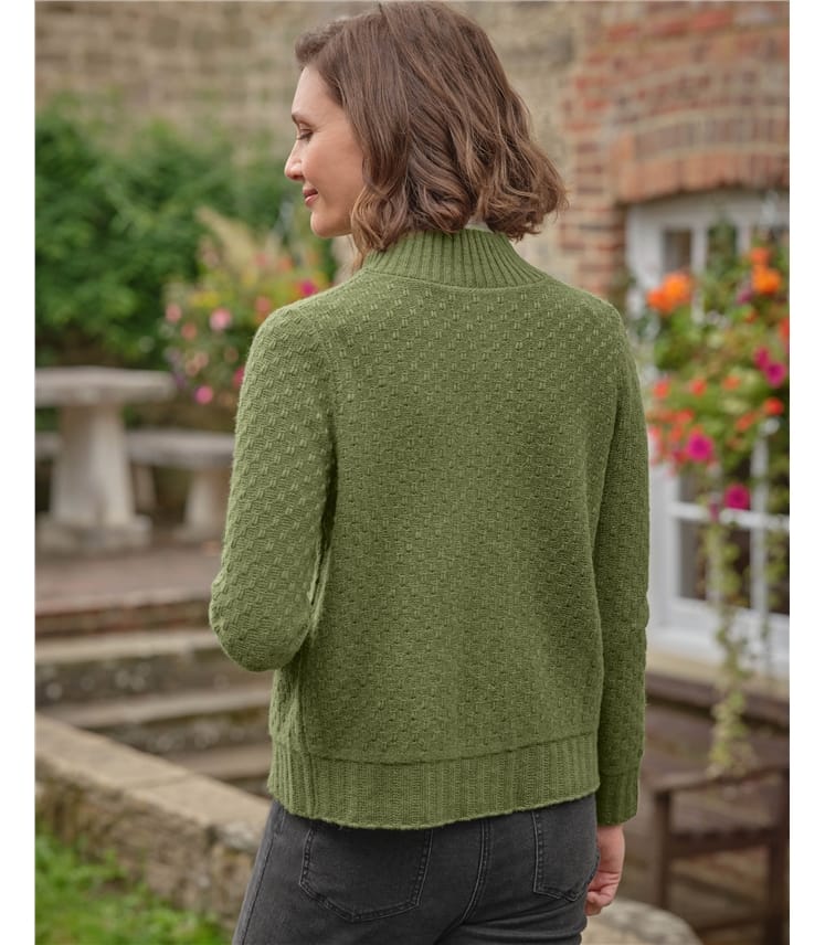 Funnel Neck Button Cardigan