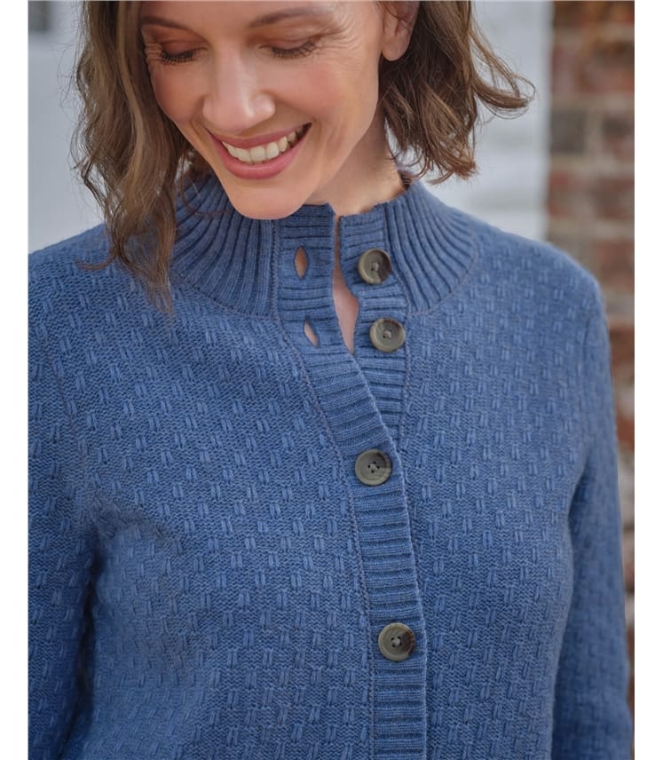 Funnel Neck Button Cardigan