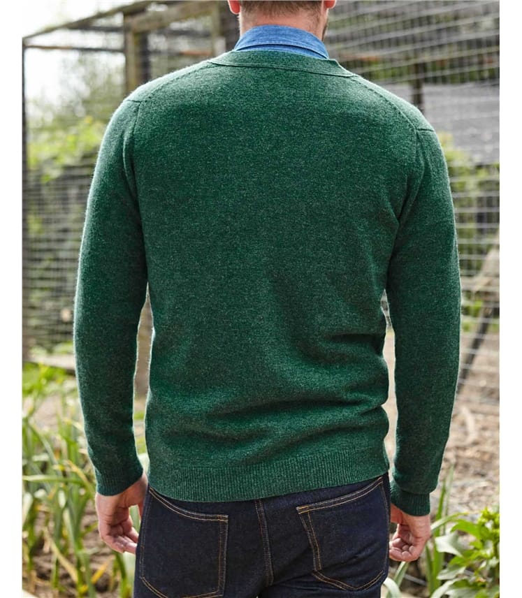 Strickjacke mit V-Ausschnitt aus Lammwolle für Herren
