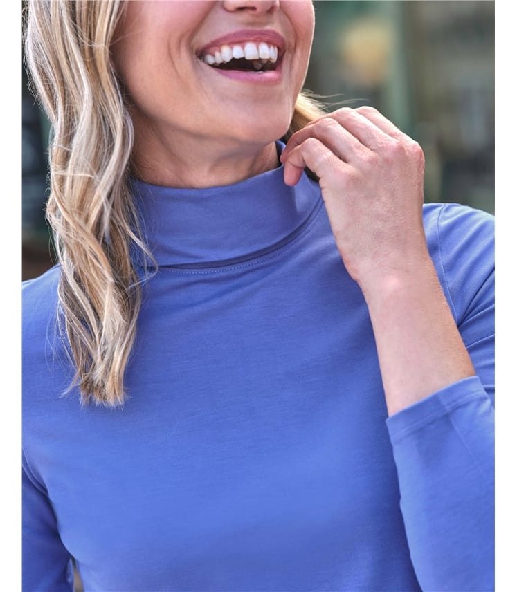 Jersey Slim Polo Neck Top