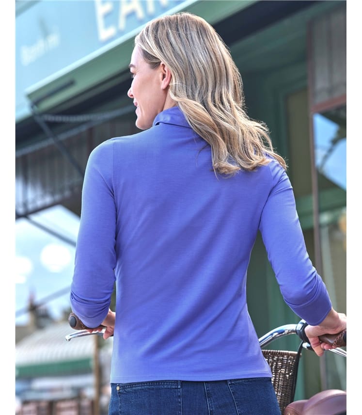 Jersey Slim Polo Neck Top