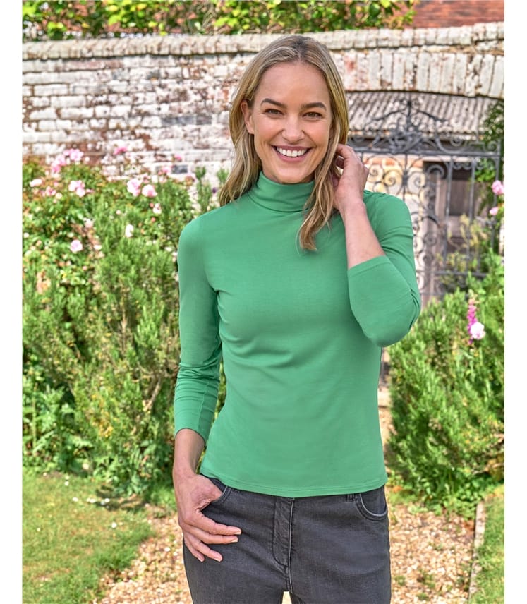 Jersey Slim Polo Neck Top