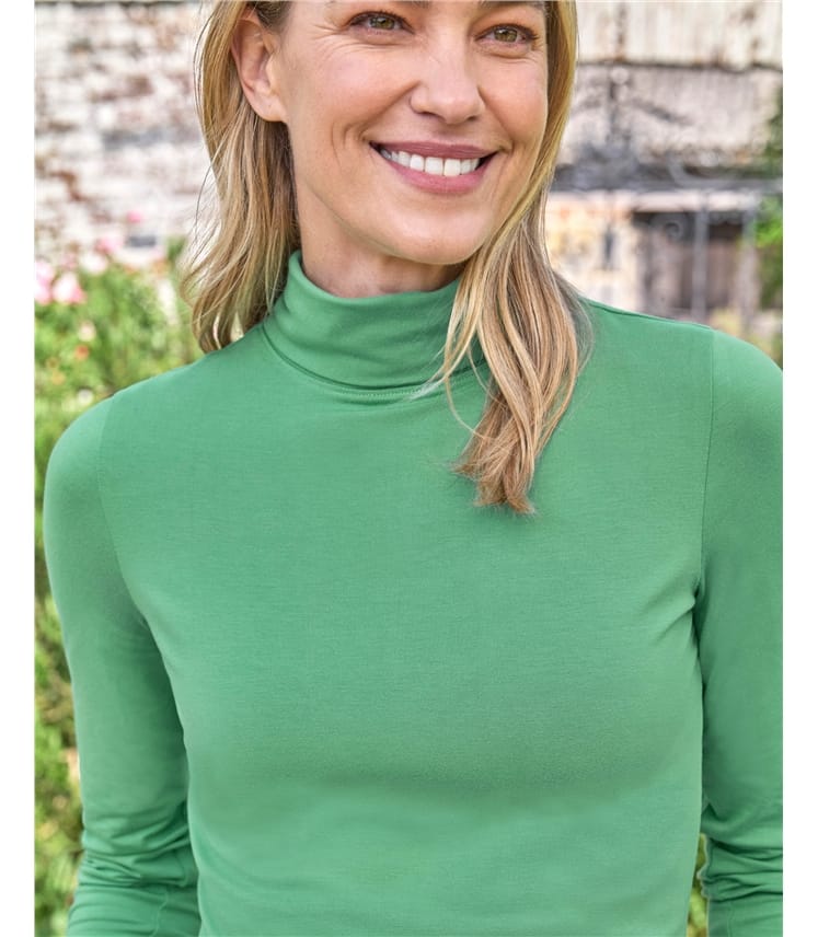 Jersey Slim Polo Neck Top