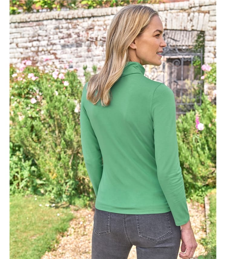 Jersey Slim Polo Neck Top