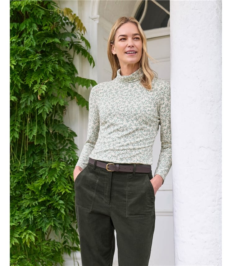 Jersey Slim Polo Neck Top
