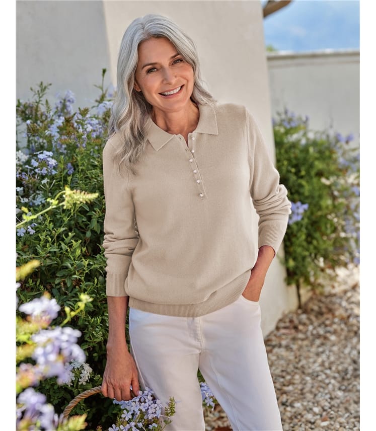 Polo en maille - Femme - Cachemire & Mérinos