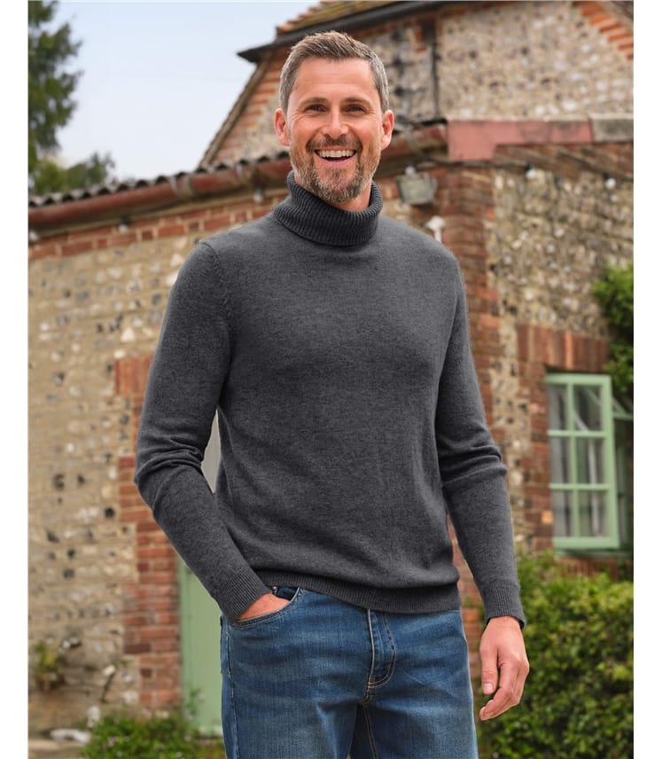 Rollkragenpullover aus Merinowolle und Kaschmir für Herren